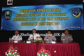 Pembacaan doa pada kegiatan sosialisasi/penyuluhan ketertiban lalu lintas dan angkutan Kabupaten ...