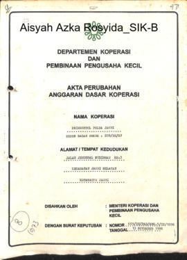 SK Akta Koperasi No : 601 / BH /PAD/ KWK.5 /XI /1996 Tanggal : 13 November 1996 PRIMKOPOL POLDA J...