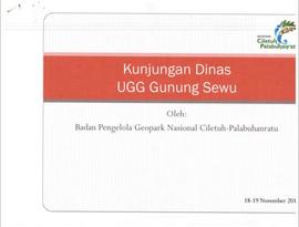 Kunjungan Dinas UGG Gunung Sewu pada 18 – 19 November 2016. Tahun 2016