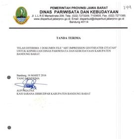 Finalisasi Art Impression Pengembangan Geopark Nasional Ciletuh Kabupaten Sukabumi. Tahun 2016