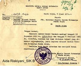 I1 - Laporan Perkembangan Sosial Politik dalam Daerah Kotamadya Banda Aceh Sebelum dan Pada Saat ...