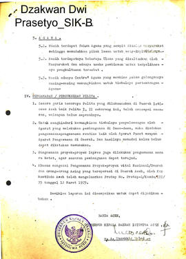 Laporan Gubernur Kepala Daerah Istimewa Aceh dalam Rakor PIM terbatas Medio Mei 1976 di Medan 1