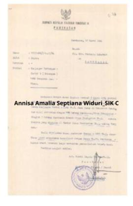 Surat Bupati KDH . II Pamekasan kepada Pembantu Gubernur di Pamekasan tgl 10 Maret 1984 tentang k...