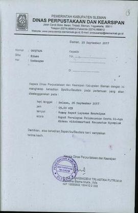 Undangan sosialisasi Gentasiaga di Ds Widodomartani 1