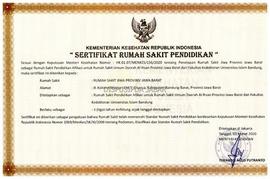 Sertifikat Rumah Sakit Pendidikan Penetapan Rumah Sakit Jiwa Provinsi Jawa Barat sebagai RS Pendi...