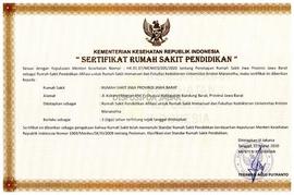 Sertifikat Rumah Sakit Pendidikan Penetapan Rumah Sakit Jiwa Provinsi Jawa Barat sebagai RS Pendi...