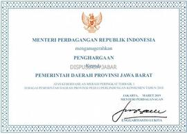 Penghargaan Peringkat Terbaik I sebagai Pemerintah Daerah Provinsi Peduli Perlindungan Konsumen T...