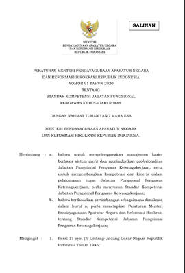PERATURAN MENTERI Nomor 91 Tahun 2020